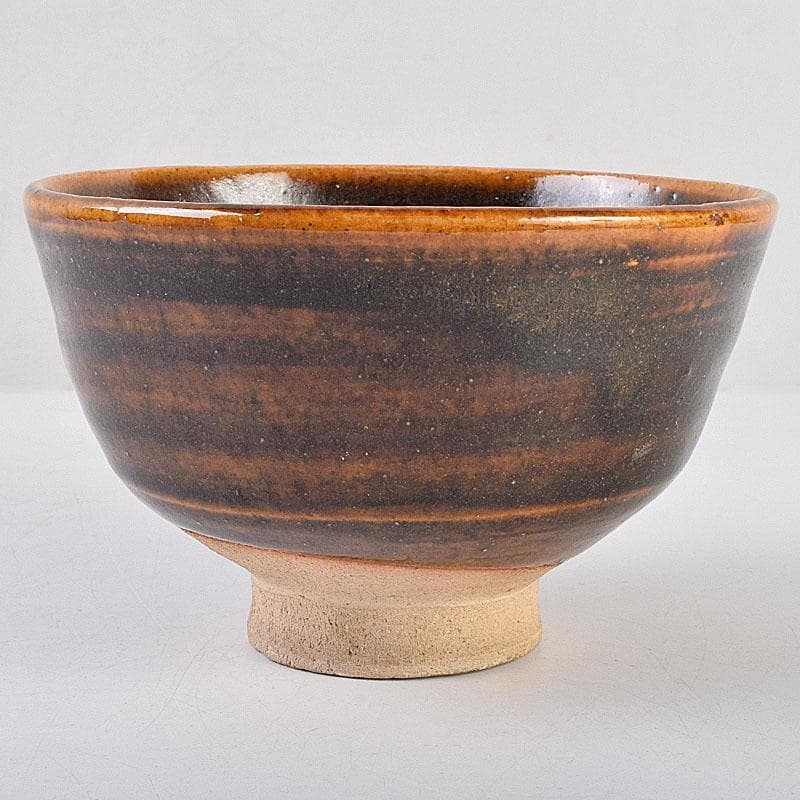 茶道具　河井寛次郎作　鉄薬碗　茶碗　仕覆付　共布共箱　M　R9197