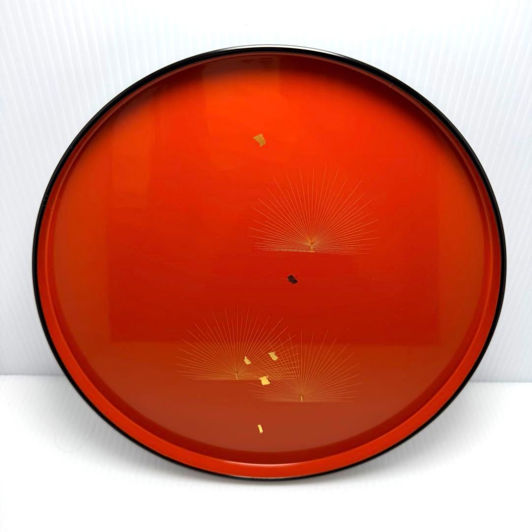 新品 高級 輪島塗 漆器 天然木 金箔 丸盆 お盆 お膳 トレー 伝統工芸