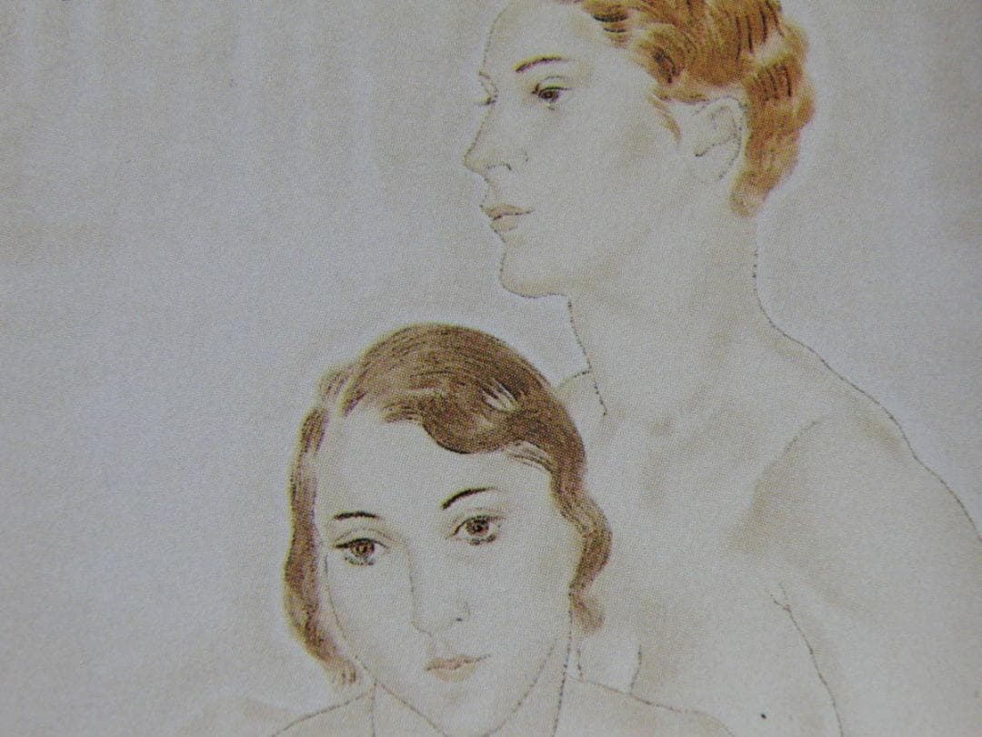 藤田嗣治、「Deux Nus assis」、希少画集の額装画、人気作品