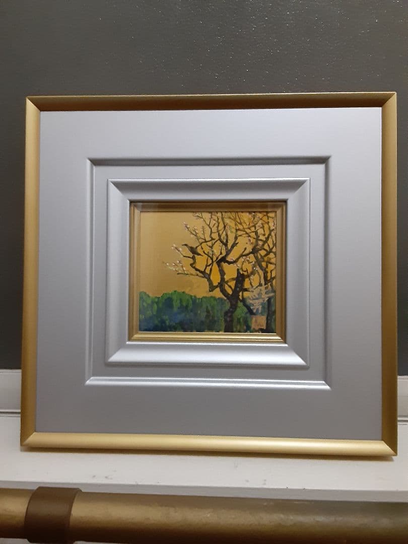 日本画　早春の朝