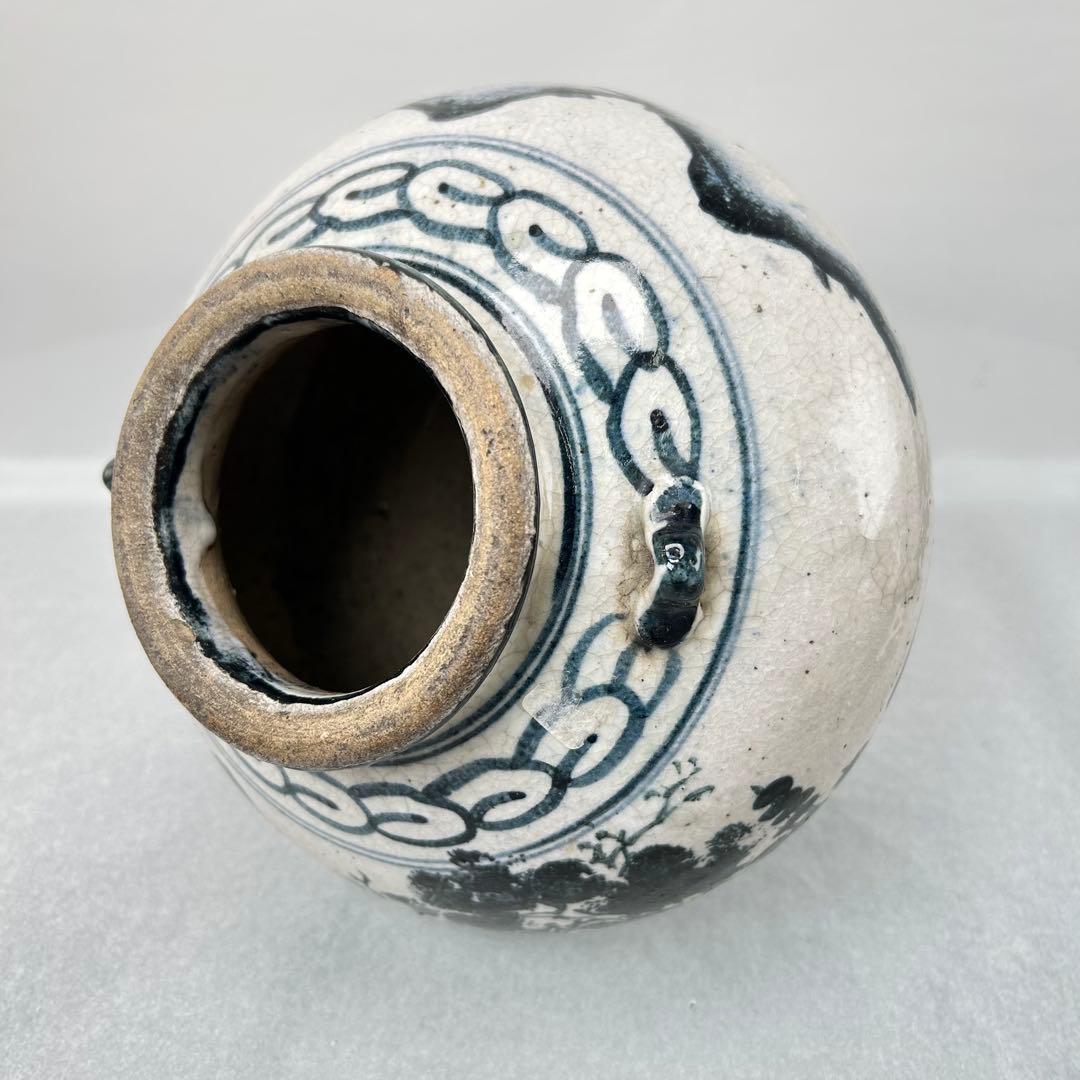 高橋 道八造染付 楼閣山水 花入 飾壺