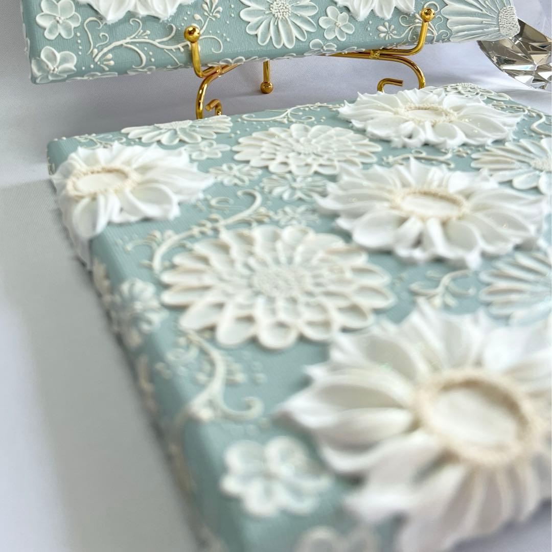 テクスチャーアート　絵画　インテリアアート　立体　花　絵　ボタニカルアート　現代