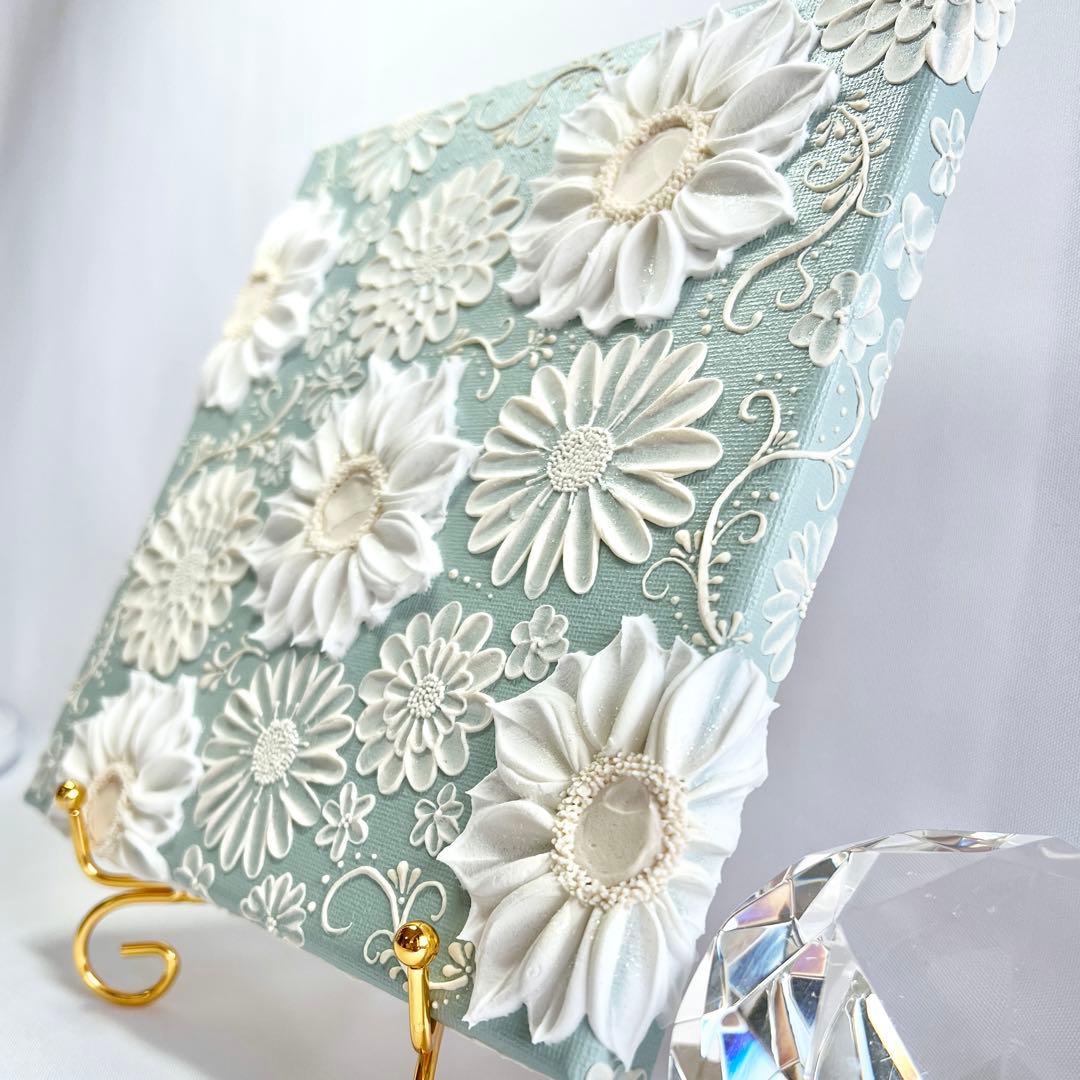 テクスチャーアート　絵画　インテリアアート　立体　花　絵　ボタニカルアート　現代