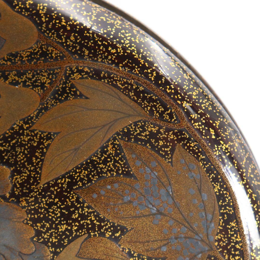 表千家流堀内家十二代 堀内宗完(兼中斎)書付 牡丹蒔絵 平丸香合　rM976