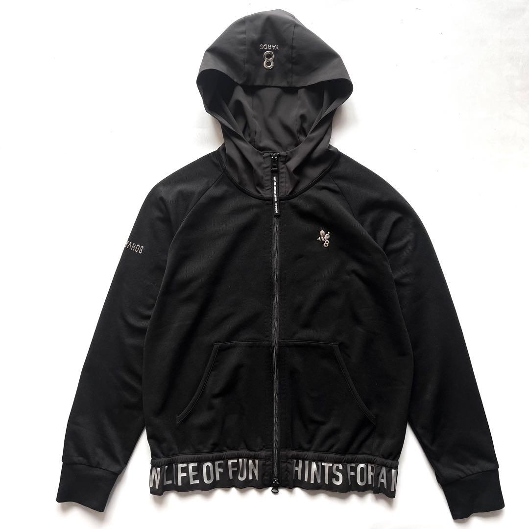 8YARDS ハチヤーズ　パーカー　切り替え　レディース　ゴルフ　S 黒　ロゴ