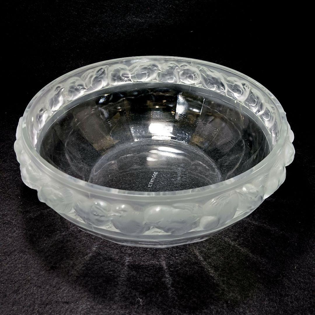 Y2946 ルネ・ラリック メゾンジュ 小鳥 ガラス鉢 直径23㎝　T