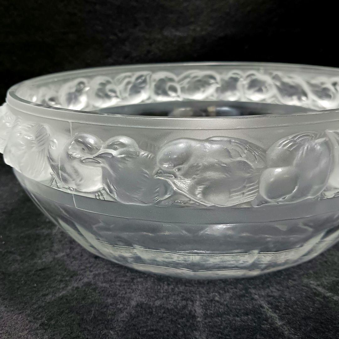 Y2946 ルネ・ラリック メゾンジュ 小鳥 ガラス鉢 直径23㎝　T
