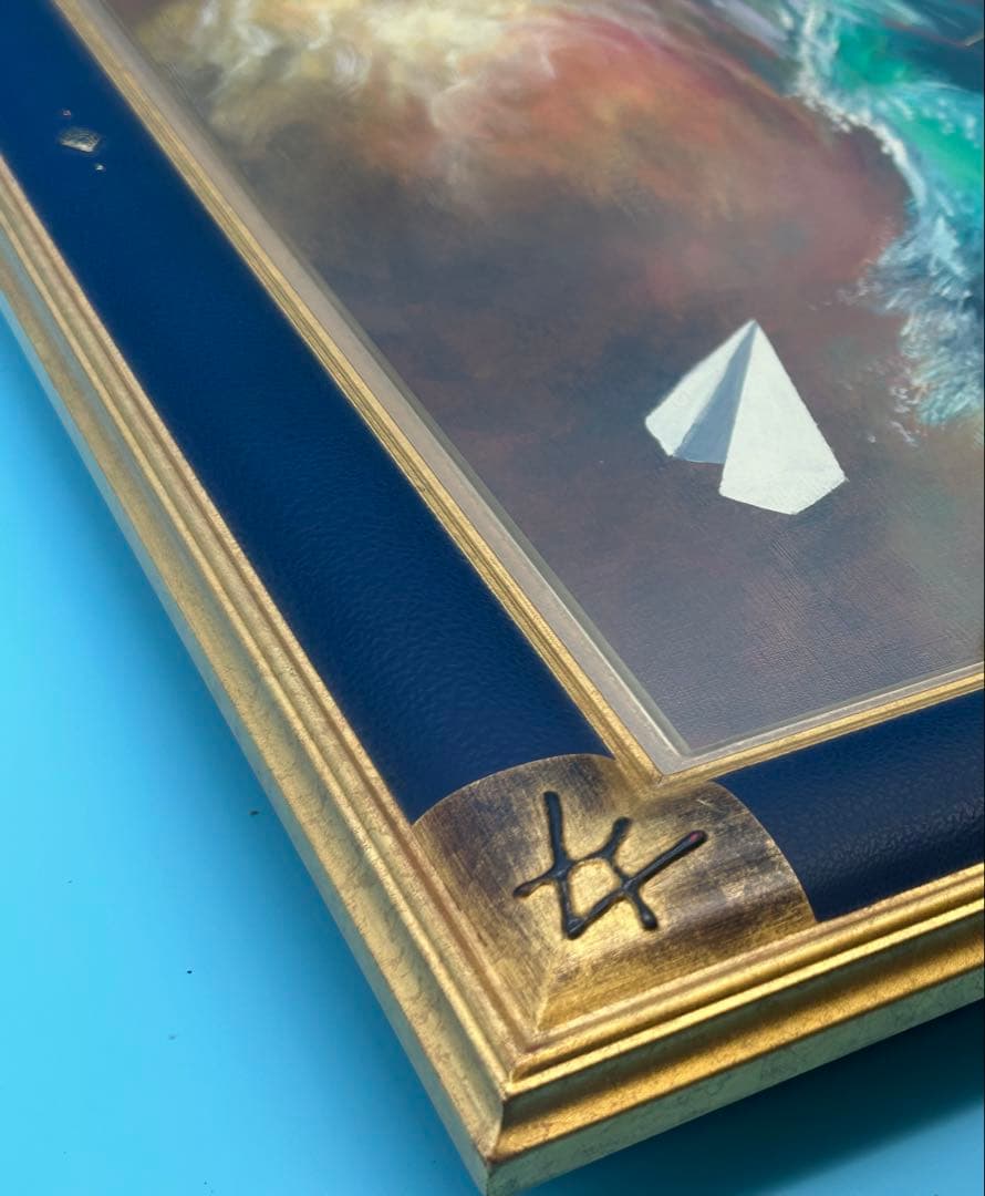 安*雄様 八代亜紀 『海への想い（静）』 油彩画 直筆サイン入り ミリオンアート