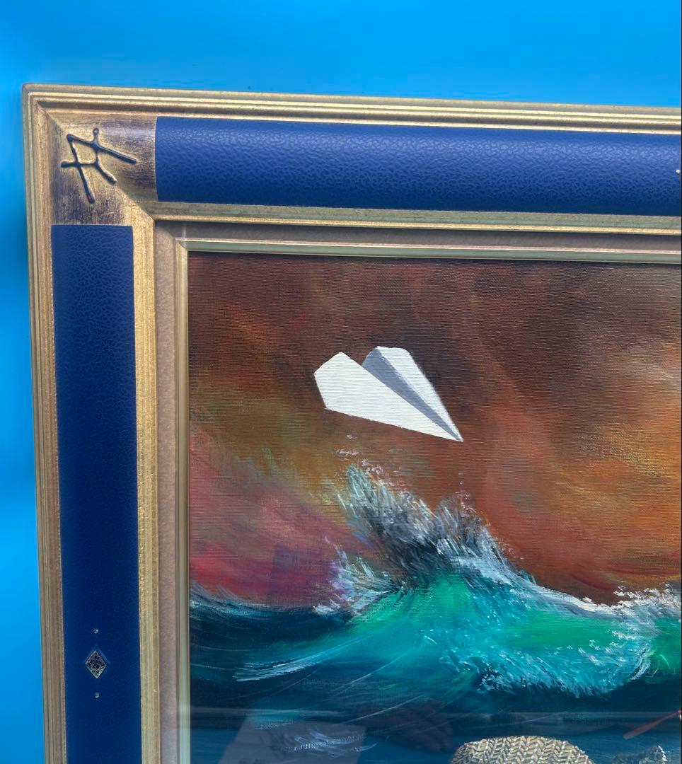 安*雄様 八代亜紀 『海への想い（静）』 油彩画 直筆サイン入り ミリオンアート