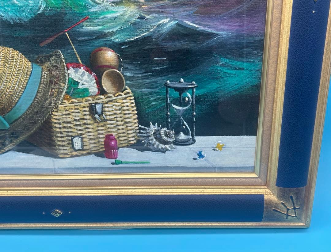 安*雄様 八代亜紀 『海への想い（静）』 油彩画 直筆サイン入り ミリオンアート