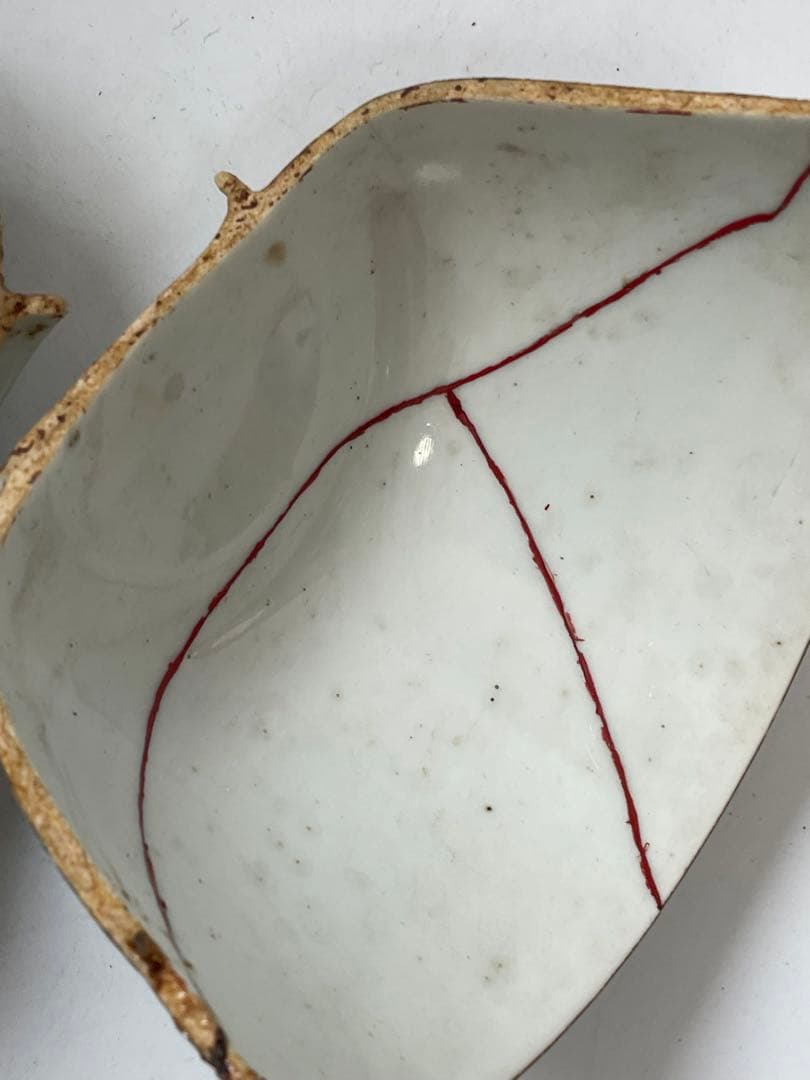 金継ぎ用　骨董　アンティーク　古伊万里　色絵　鯉　魚　お碗　茶碗　金繕い　金直し