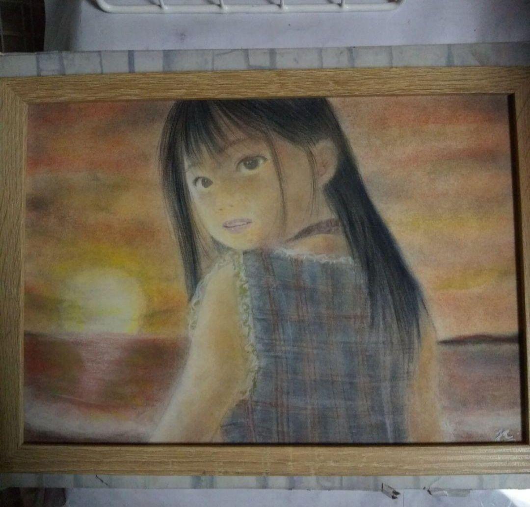 【匿名配送】絵画　「ノスタルジア」アート 原画　A4サイズ額つき