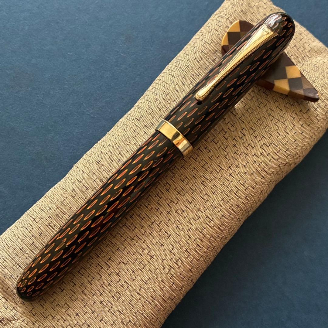 鎌倉彫　万年筆　兜木銀次郎　GKペン先　インキ止め式