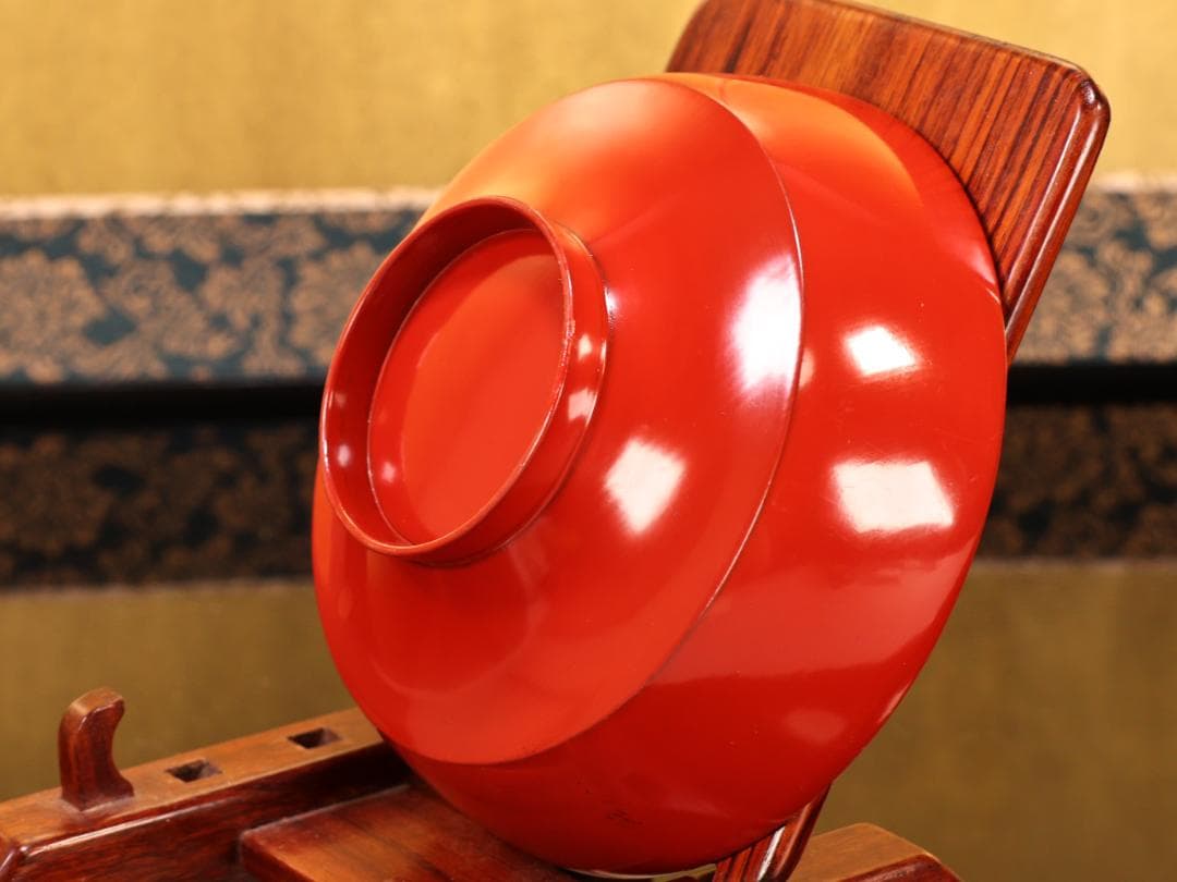 BK422　時代輪島塗　草花図金蒔絵　吸物椀　二客　木製　茶道具 懐石 菓子