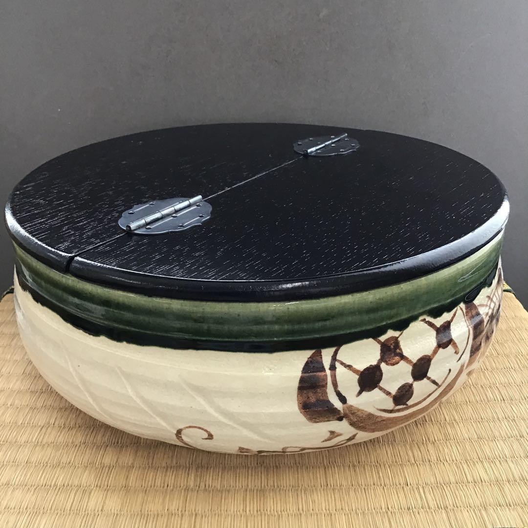 茶道具　水指　織部　五陶　平水指　紙箱　S103MS