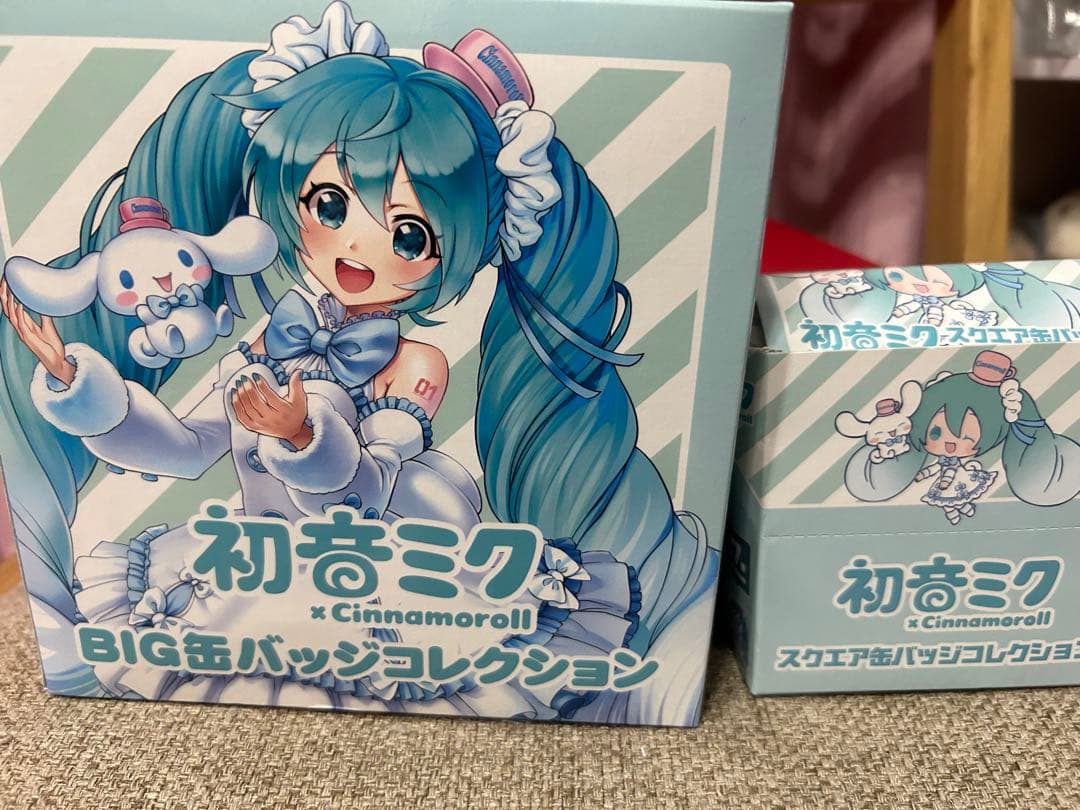 初音ミク×シナモロールBIG缶バッジコレクション　スクエア缶バッジコレクション