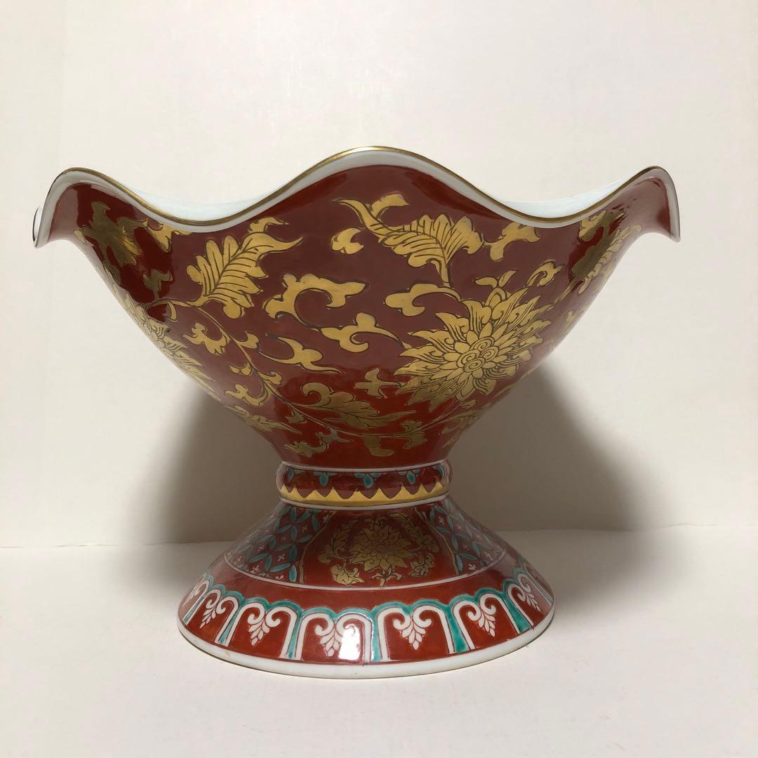 GOLD IMARI 手描き 菓子フルーツ器 古伊万里 大