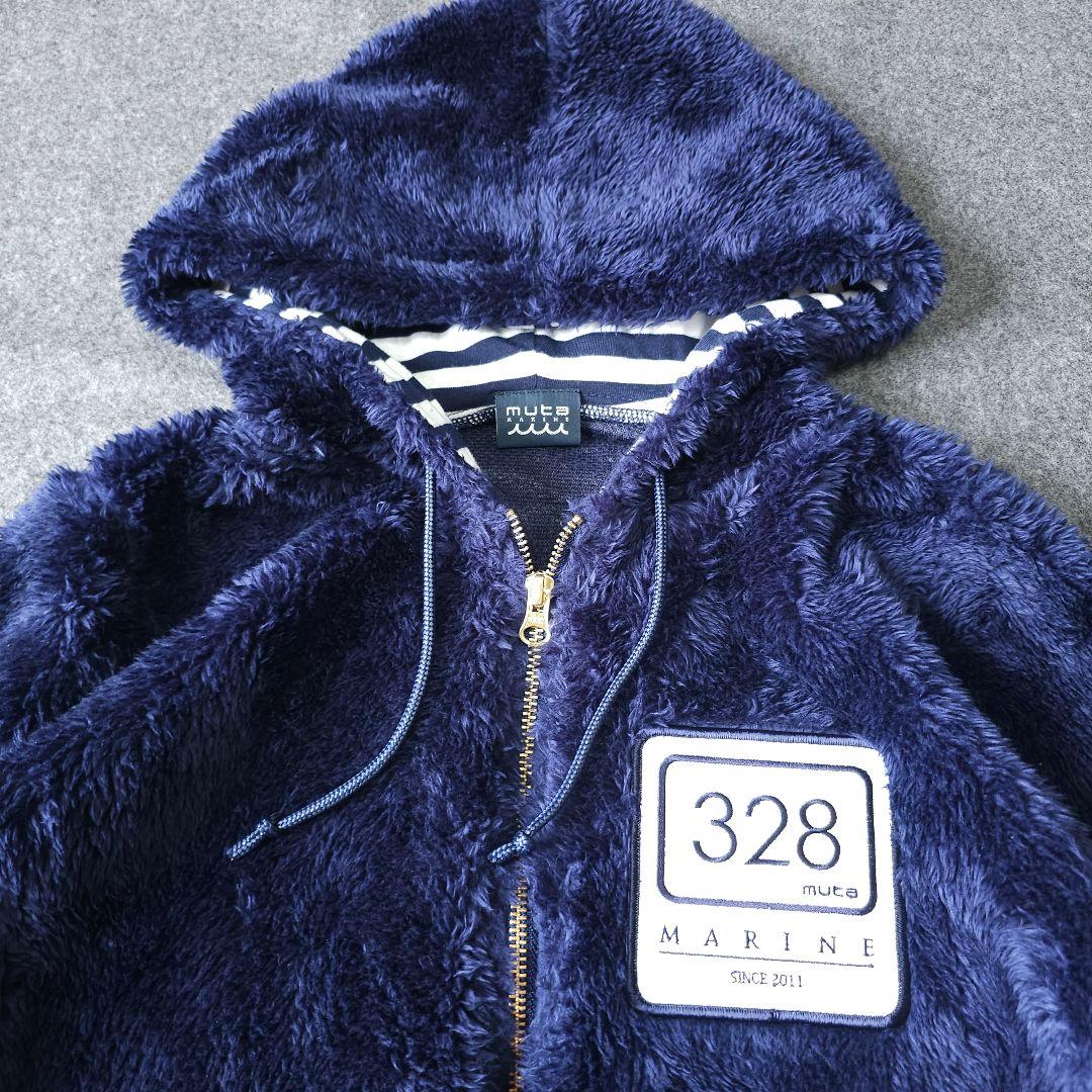 【ムータマリン】人気ラバーロゴ×ボア生地 長袖ゴルフブルゾンパーカーM