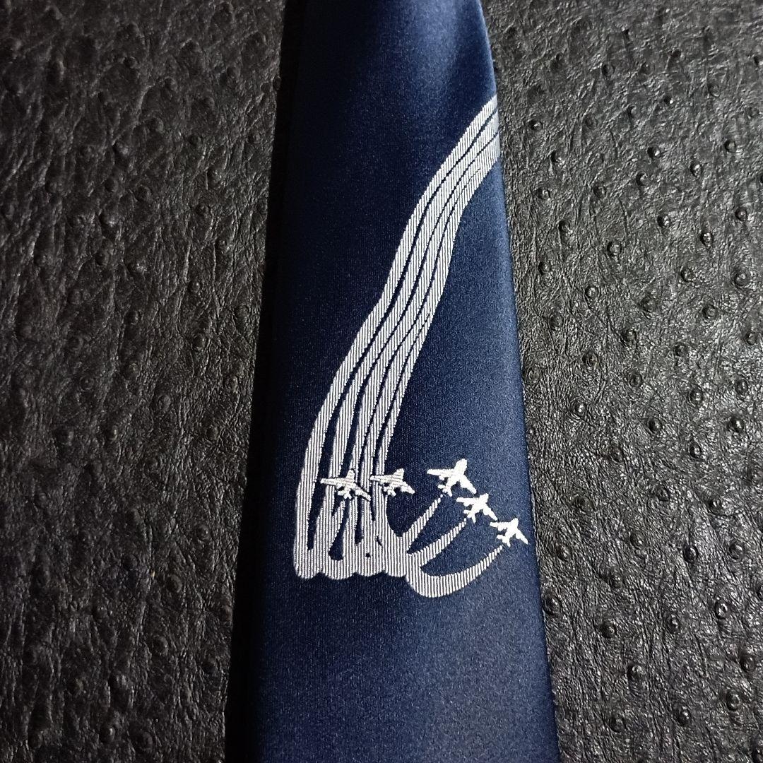 Z209 希少◆ブルーインパルスF86/JASDF 刺繍柄ネイビー系公認ネクタイ