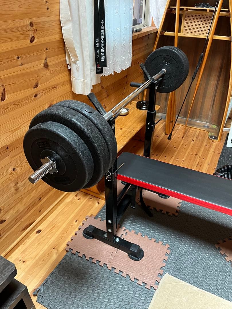 バーベルとトレーニング用ベンチセット
