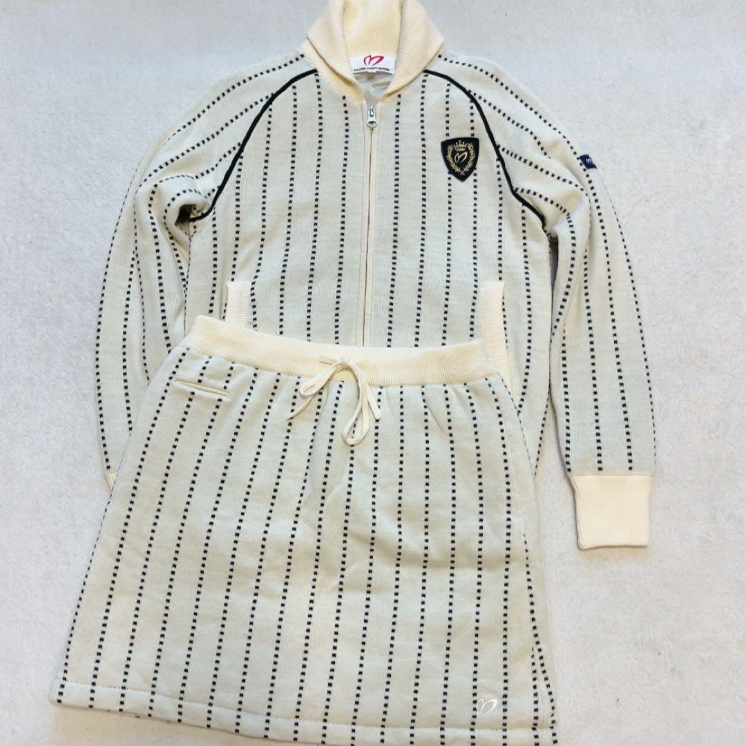 美品　マスターバニー　セットアップ　ストライプ　中綿　スカート　蓄熱　ジャケット