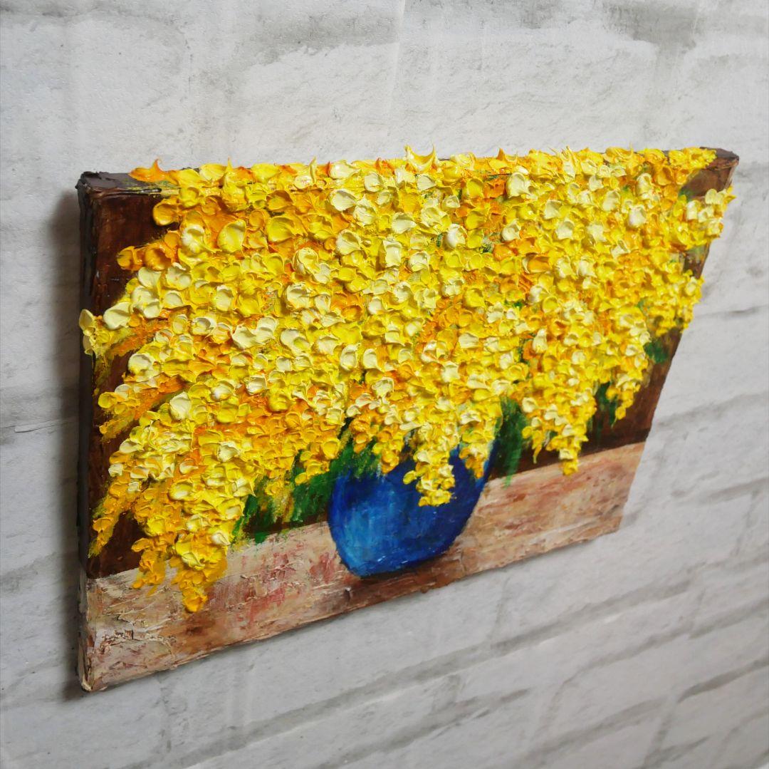 油絵 油彩 油彩画 絵 絵画 【ミモザ】F4号