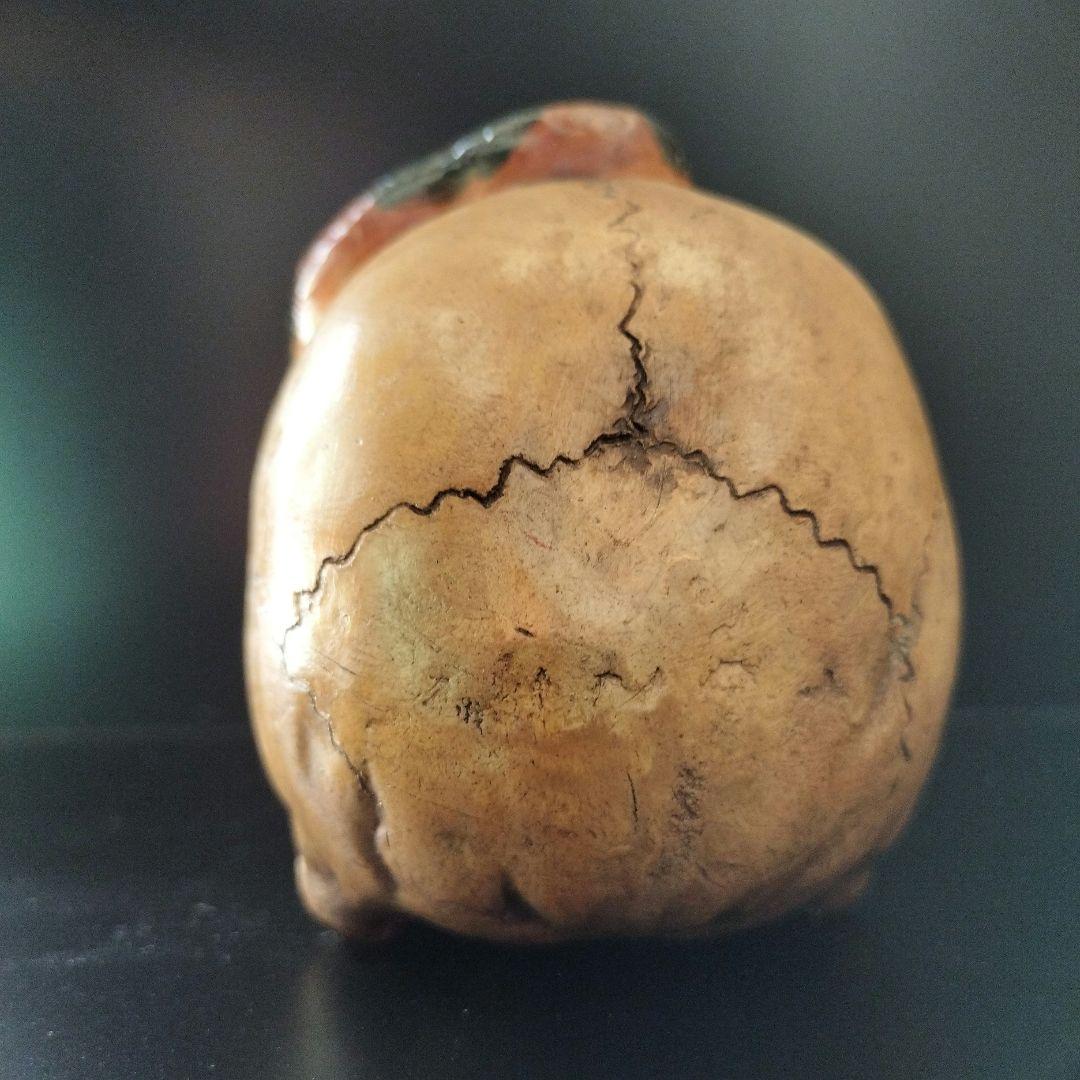 レトロ　髑髏　蛇　陶器オブジェ