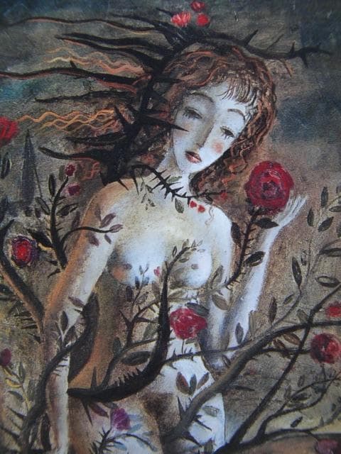 織田広比古、【媚薬】、希少な画集画、新品高級額 額装付、状態良好