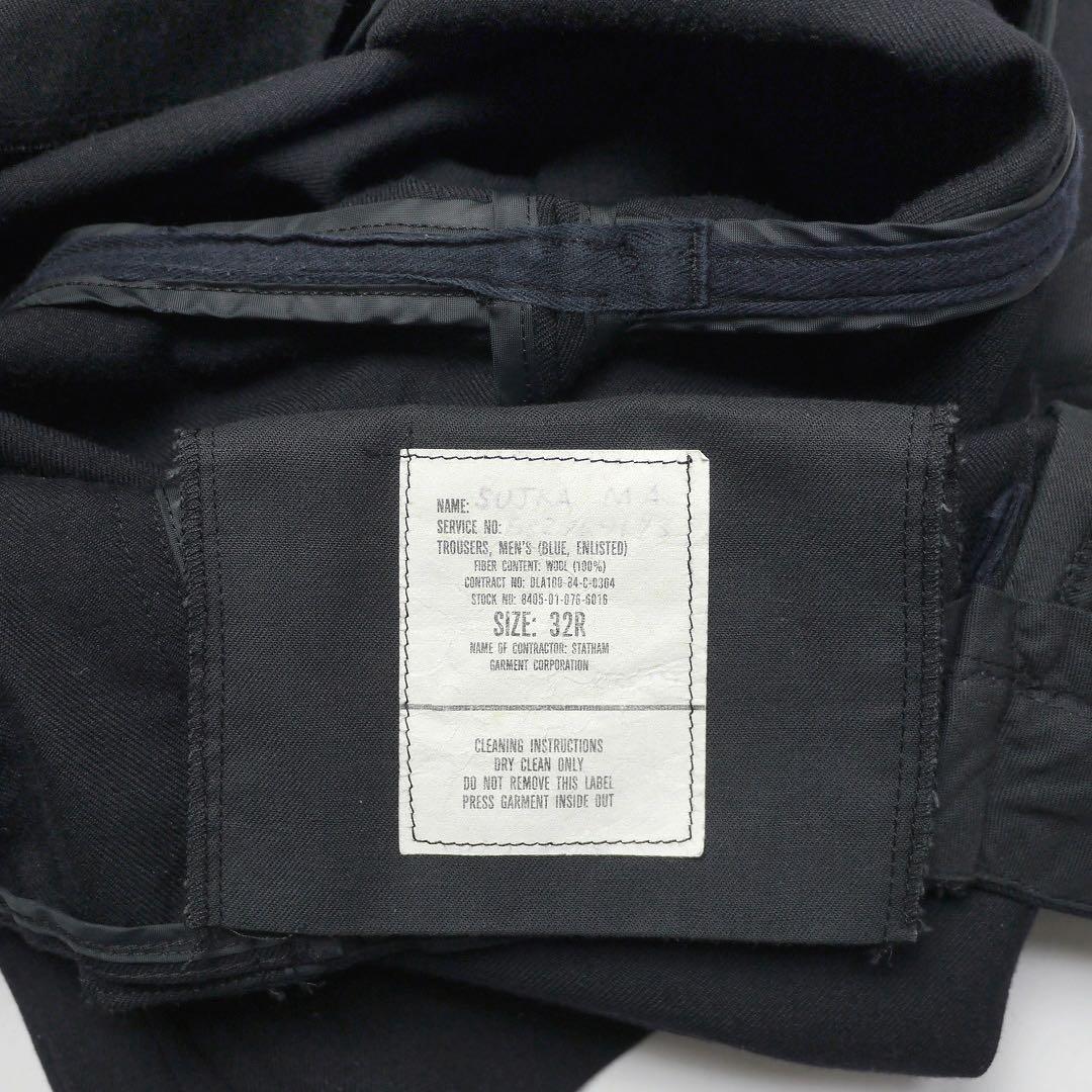 80sビンテージUS NAVYミリタリー ウール セーラーパンツ黒フレア ワイド