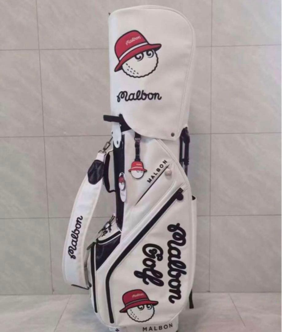 マルボンゴルフ Malbon キャディバッグ 男女兼用 白 マルボン
