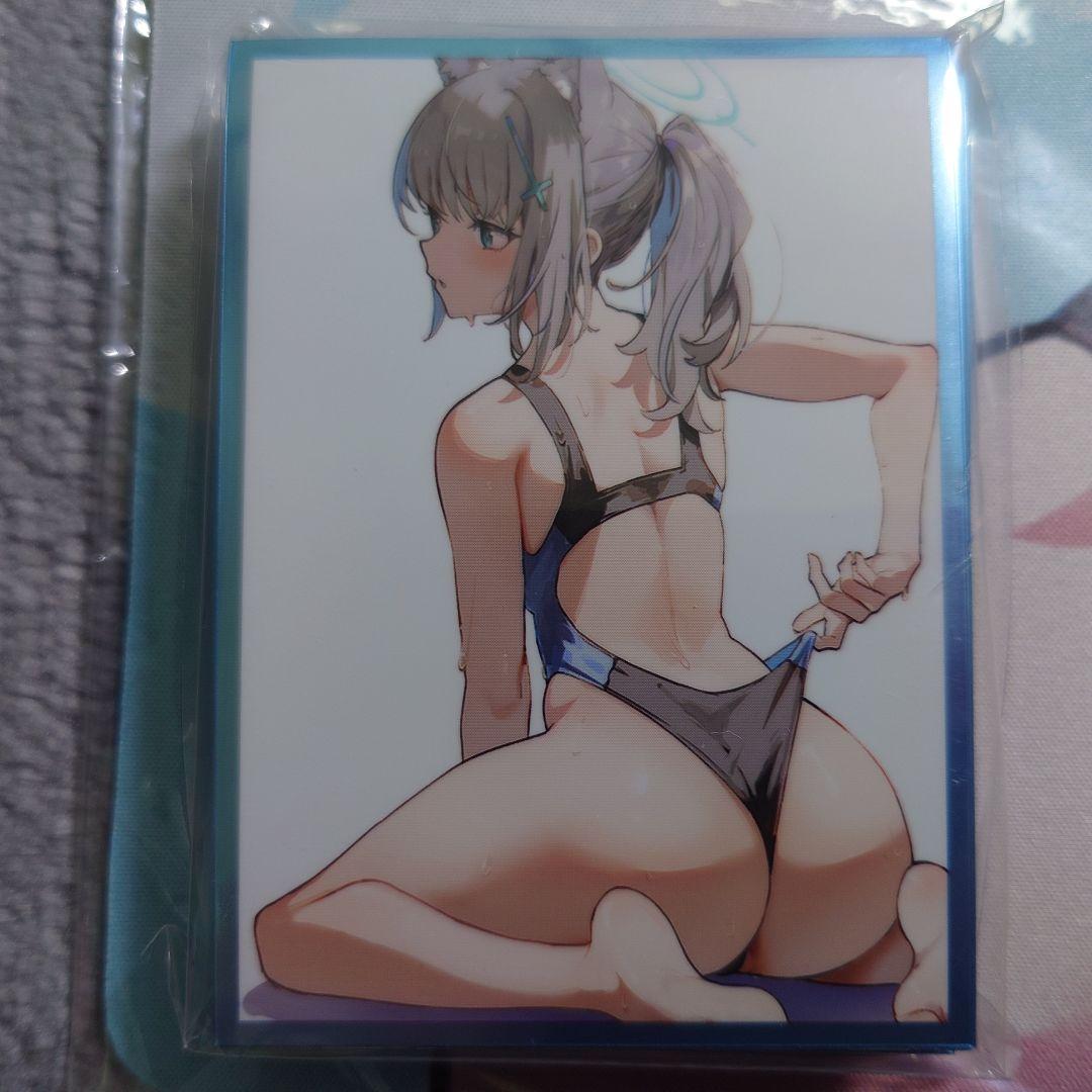 α1 ブルアカ ポニーテール&競泳水着 砂狐シロコ スリーブ&プレイマット