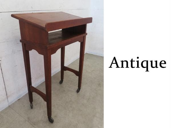 アンティーク■マホガニー材■譜面台/メニュー台■キャスター付き■店舗什器■