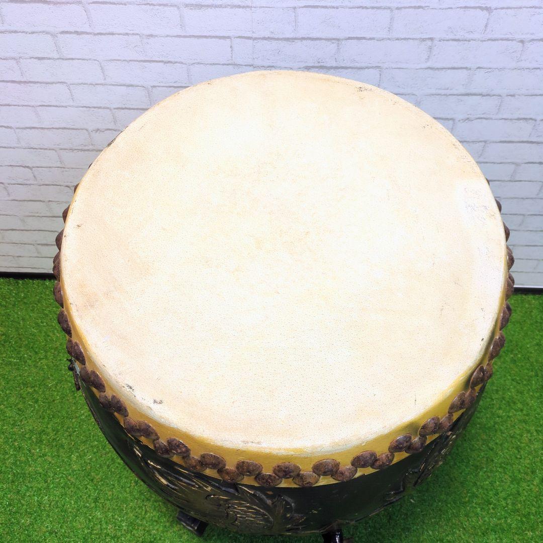【良品】 和太鼓　長胴太鼓　1尺6寸　龍彫り
