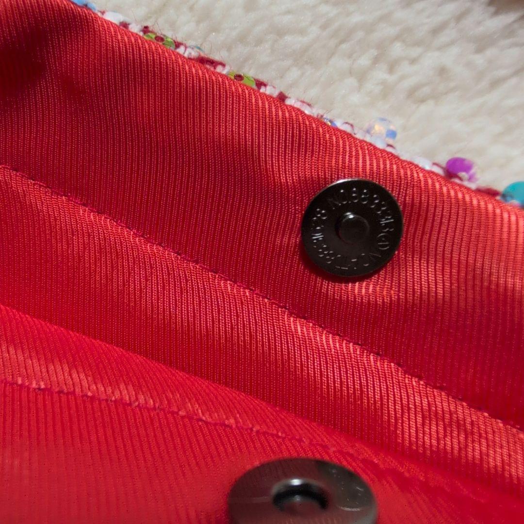 CHANELシャネル ココマークツイードスパンコール トートバッグ レッド