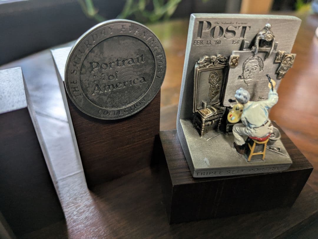 ５体限定 ノーマン・ロックウェル ピューターフィギュア 木製ディスプレーケース