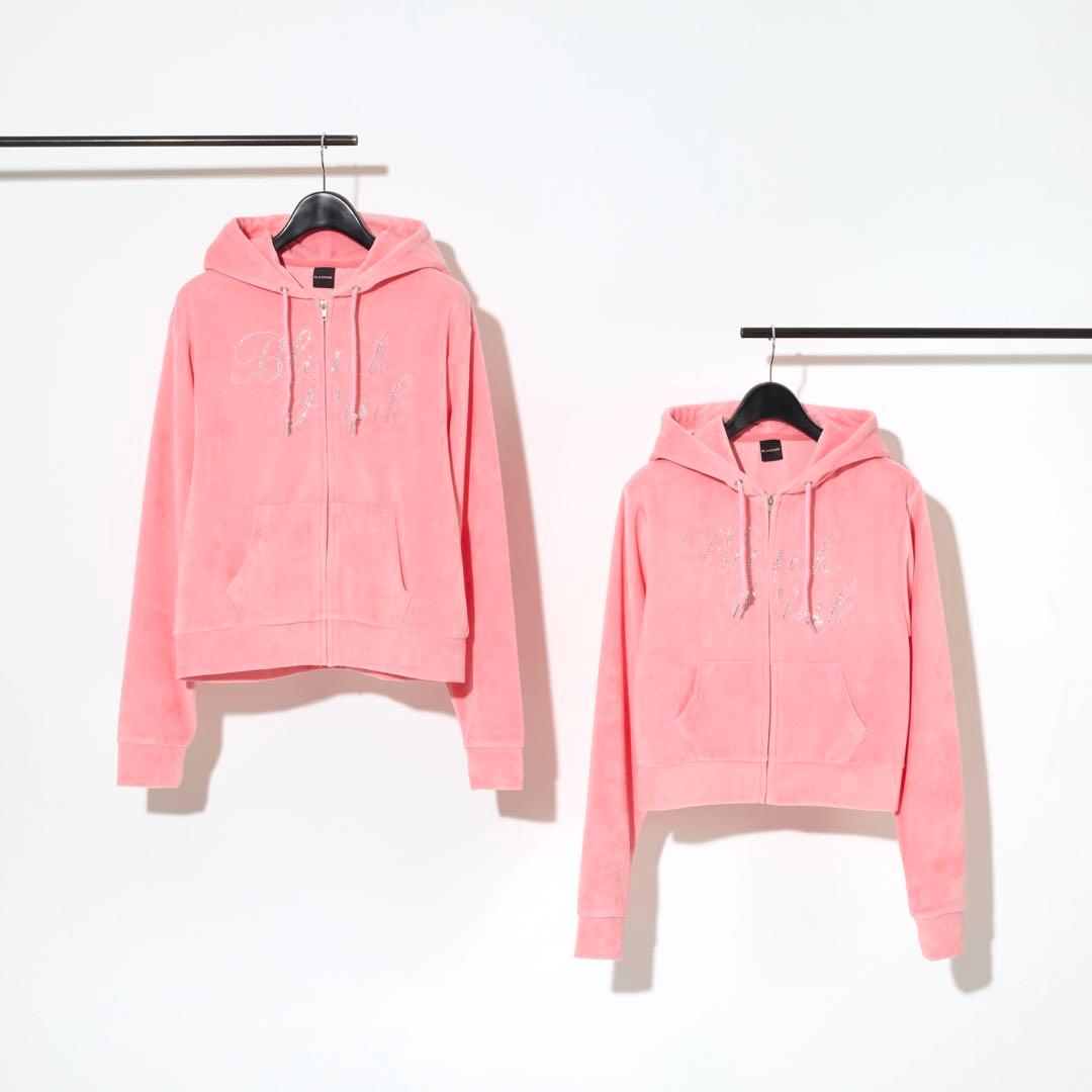 blackpink ベロアジップパーカー　ピンク　short