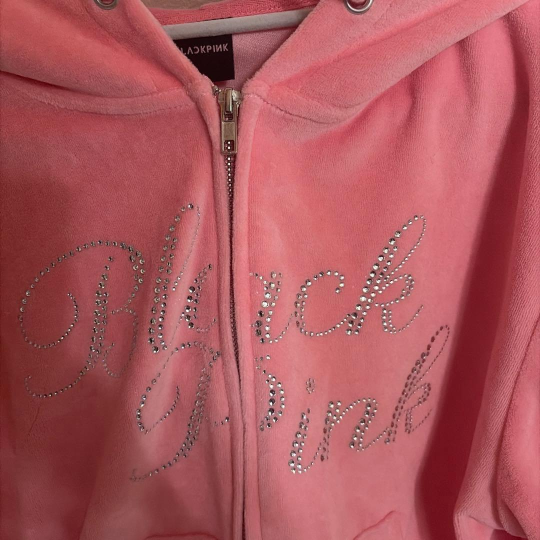 blackpink ベロアジップパーカー　ピンク　short