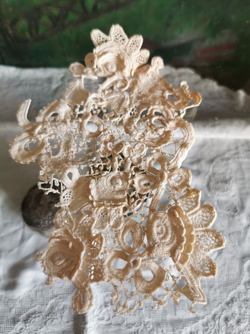 アンティーク アイリッシュクロシェレース 多層パンジー向日葵三つ葉 手編ドイリー