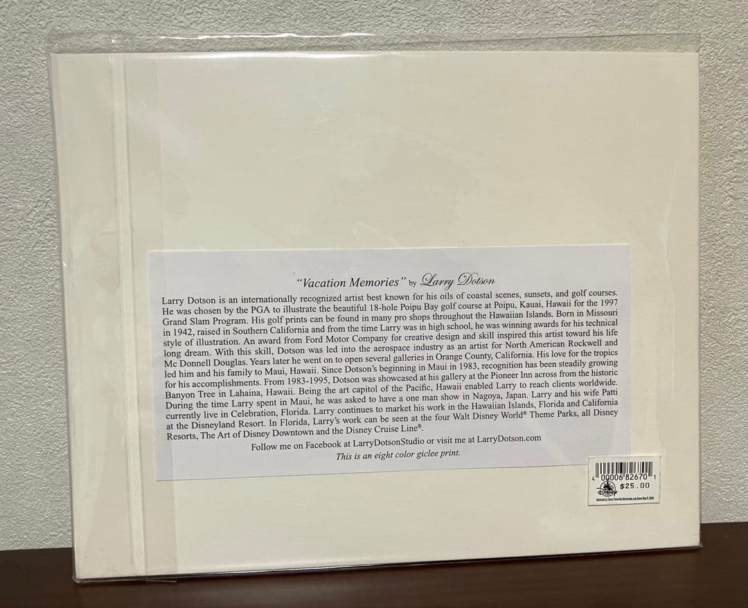 未開封 ディズニーパークス ラリードットソン(Larry Dotson)プリント