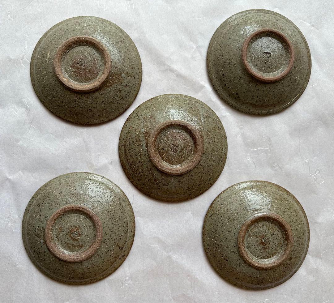 信楽中郷窯 鈴木茂至造　銀彩赤絵対鉢　5枚組２種　10客銘々皿　信楽中郷窯