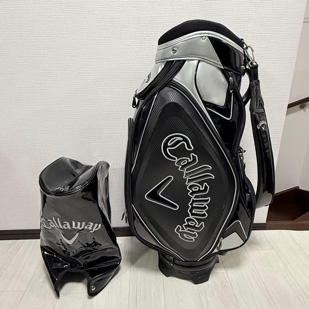 美品キャロウェイ　ド迫力大きめキャディバッグ　エナメル　9型　ブラック×シルバー