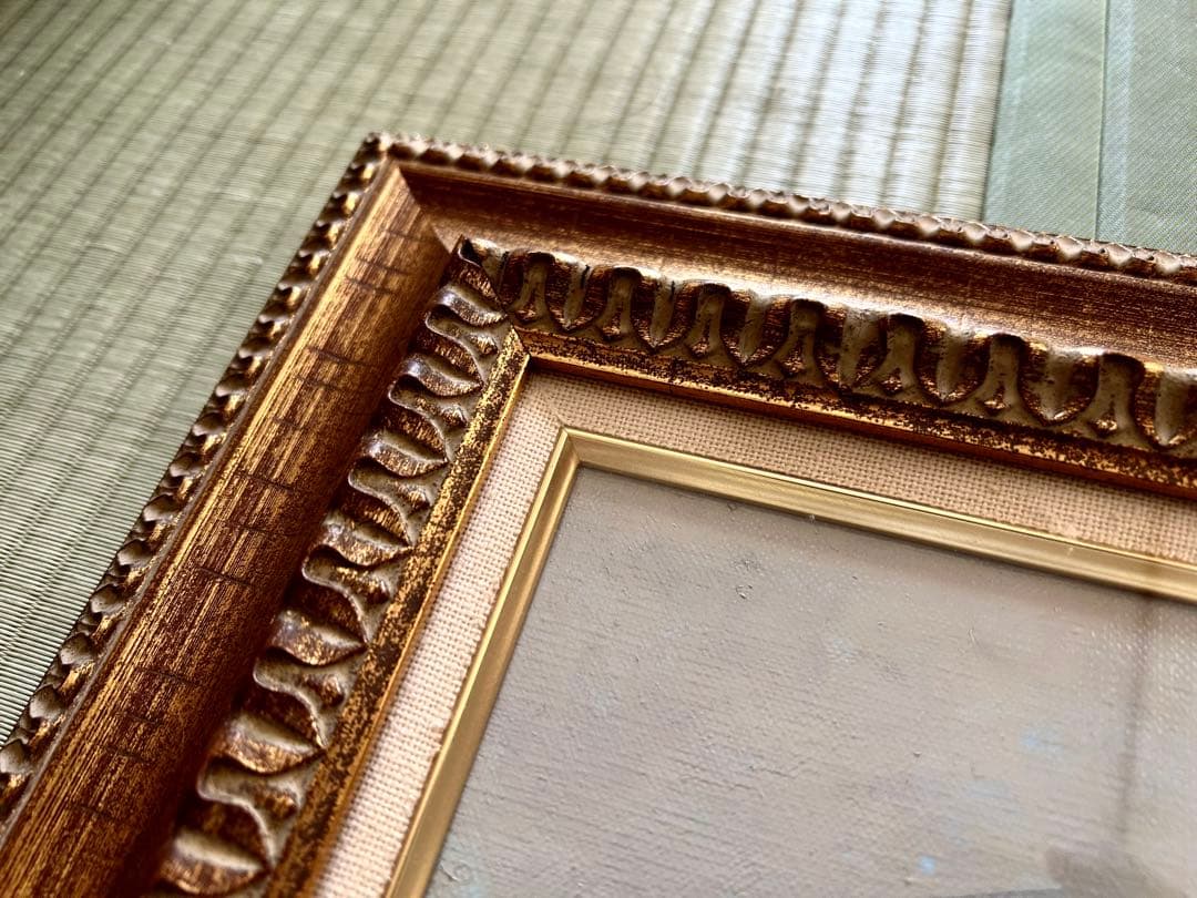 洋画家　時井桂子　油彩画　松花江　肉筆　額装