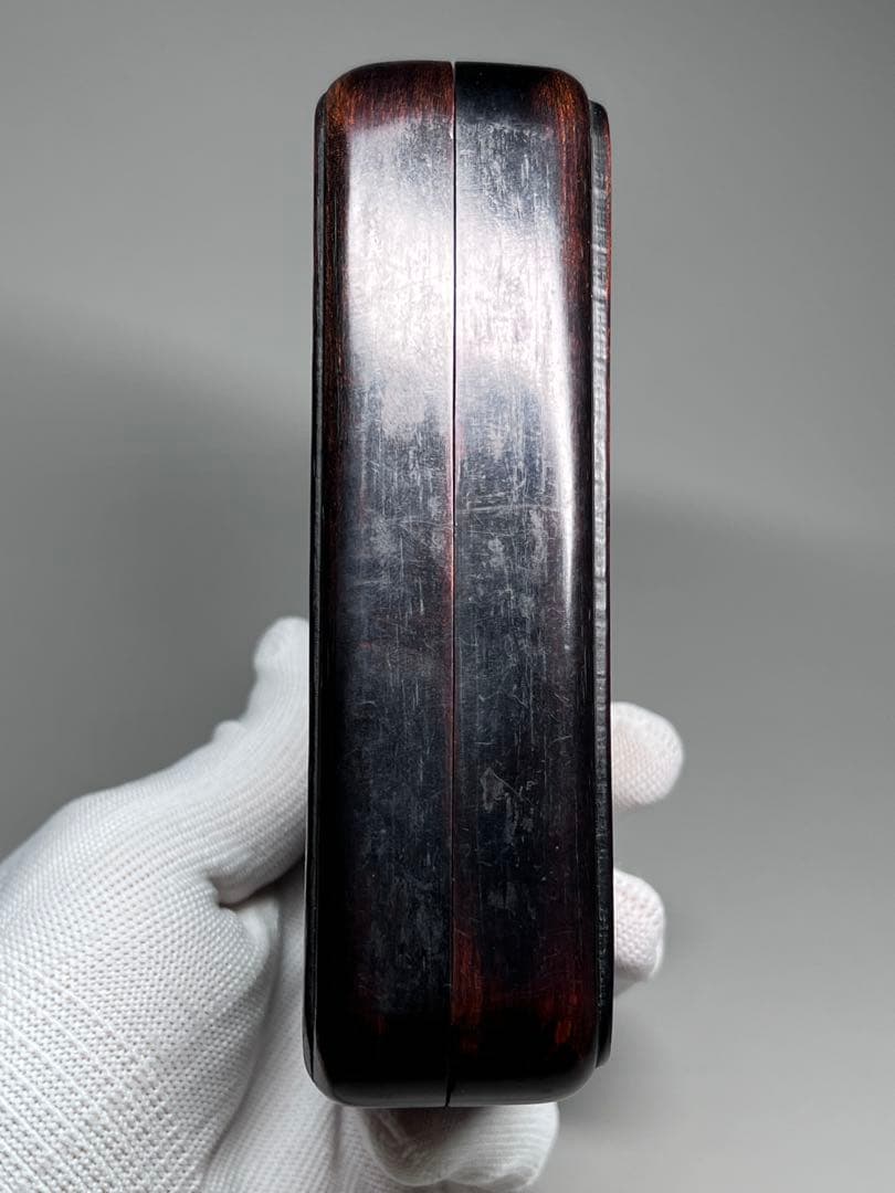 小物入れ　木製　透かし彫り　唐木紫檀　硯箱　古美術