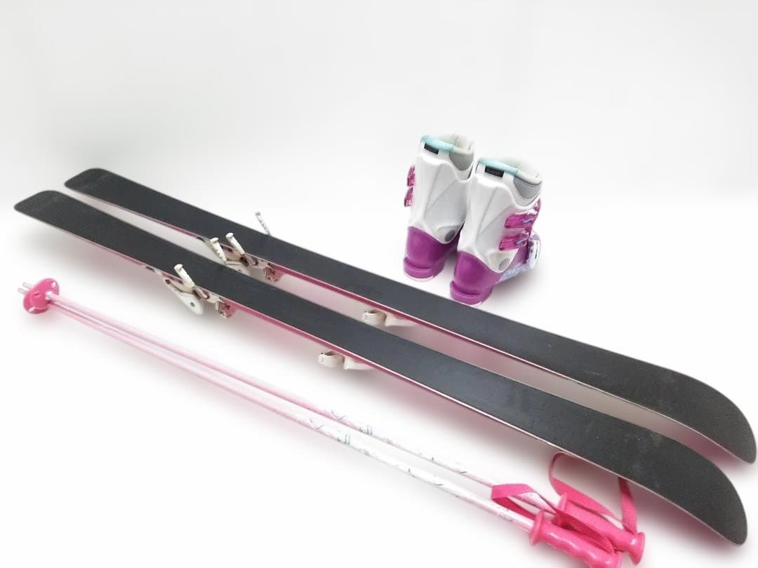 ジュニアスキー4点セット ピュアコンシャス130cmハート ブーツ22cmピンク
