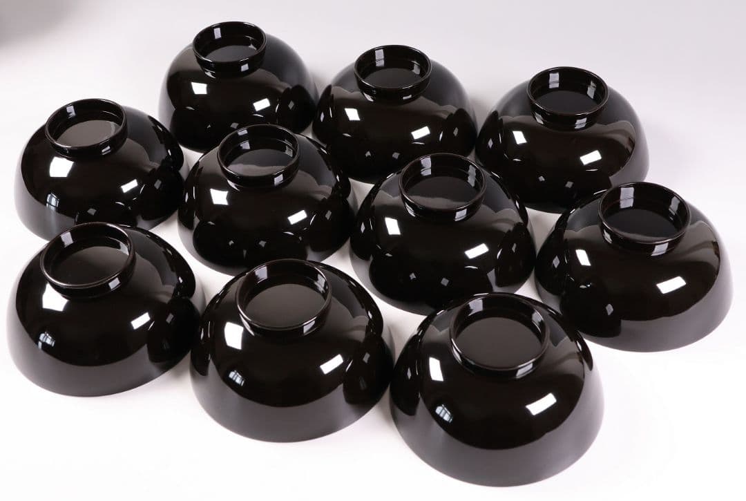 【MB179】金沢塗師 久世双〇 熨斗と折り鶴 金蒔絵 吸物椀 十客 天然木漆塗