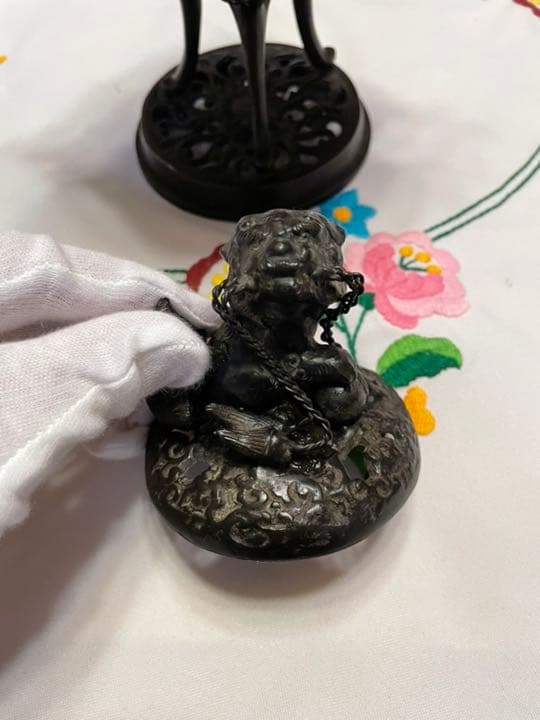 香炉 龍 黄銅 彫刻 置物 開運 金運　風水 骨董 古美術 アンティーク　中国