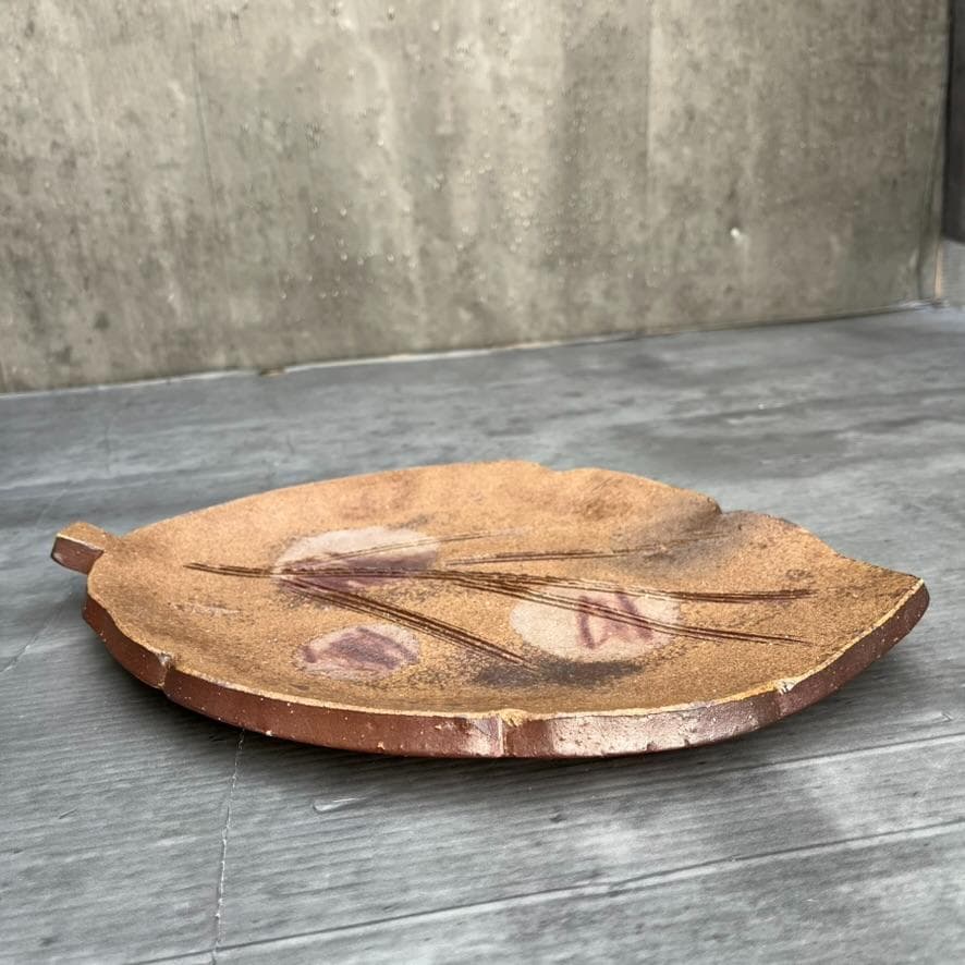 葉皿 平皿 大判 重要無形文化財 藤原雄工房 希少 1点もの アンティーク