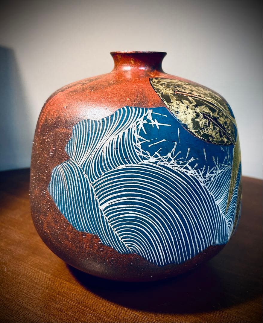 九谷焼　作家作品　谷敷正人　雅彩双鶴紋　花瓶