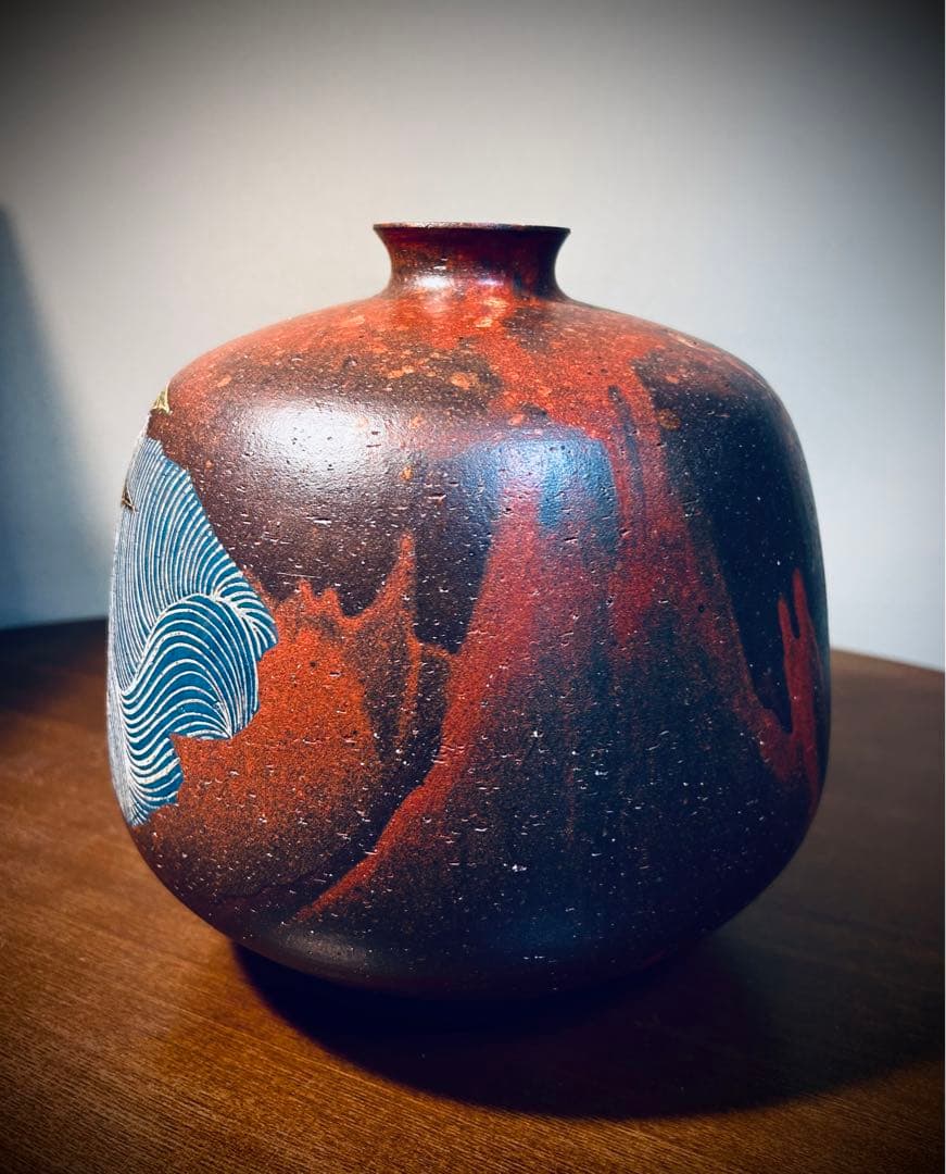 九谷焼　作家作品　谷敷正人　雅彩双鶴紋　花瓶