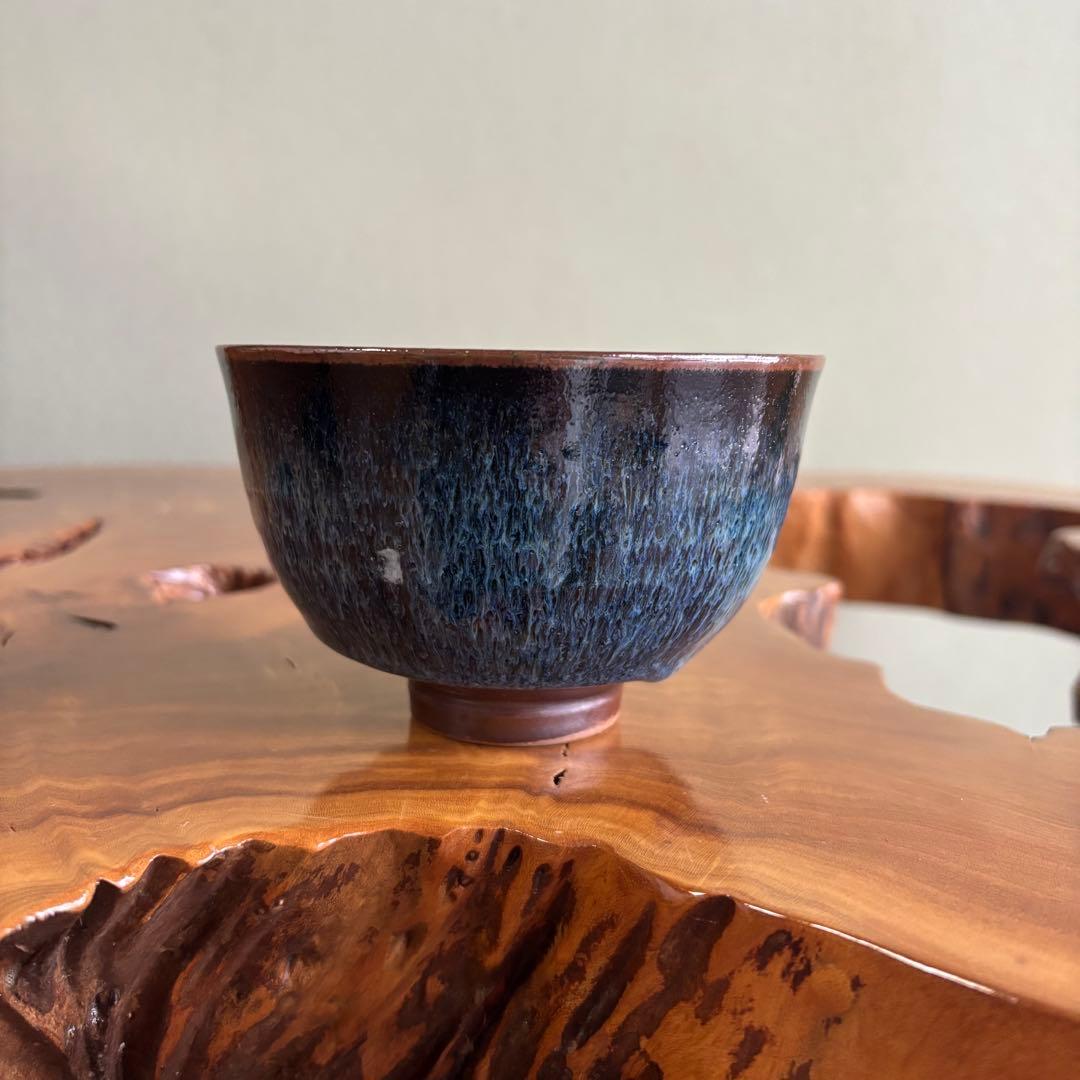 秋田 白岩焼 久右衛門窯 雲雀亮一 抹茶碗 茶道具 共箱(89)